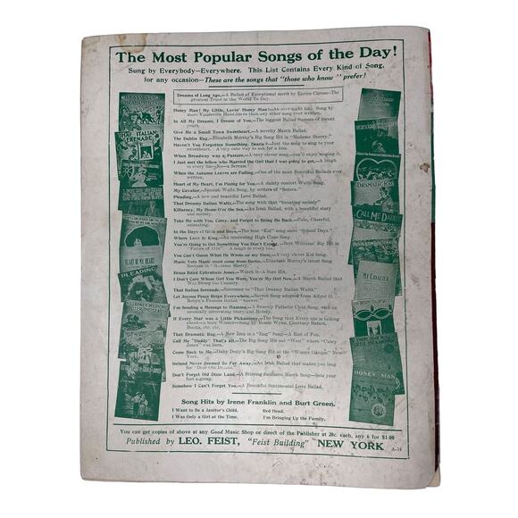 1912 Take Me To The Cabaret Large Sheet Music Will Dillon - Picture 6 of 6